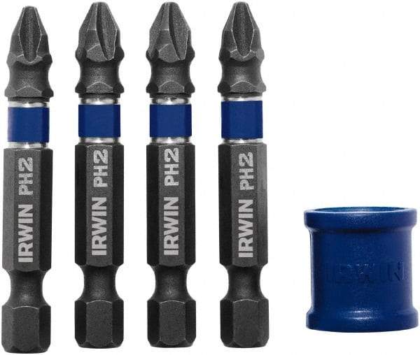 Irwin - 5 Piece, Phillips Handle, Power Bit Set - No. 2 Phillips - Top Tool & Supply