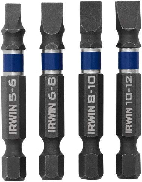 Irwin - 4 Piece, Bit Set - 1/4" Hex Drive, Slotted Point - Top Tool & Supply