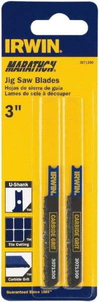 Irwin Blades - 3" Long x 0.031" Thick x 0.315" Wide, Carbide Grit Jig Saw Blade - Continuous Edge, 0.1563" Wide, U-Shank - Top Tool & Supply