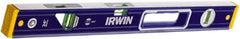 Irwin - Magnetic 24" Long 3 Vial Box Beam Level - Aluminum, Blue/Yellow, 1 Level & 2 Plumb Vials - Top Tool & Supply