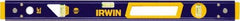 Irwin - 24" Long 3 Vial Box Beam Level - Aluminum, Blue/Yellow, 1 Level & 2 Plumb Vials - Top Tool & Supply