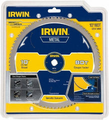 Irwin Blades - 10" Diam, 5/8" Arbor Hole Diam, 80 Tooth Wet & Dry Cut Saw Blade - Carbide-Tipped, Smooth Action, Standard Round Arbor - Top Tool & Supply