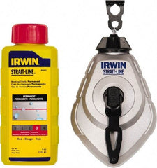 Irwin - 100' Long Reel & Chalk Set - Red, Includes (1) 4 oz Permanent Red Chalk (6:1) & (1) MACH6 Chalk Reel - Top Tool & Supply