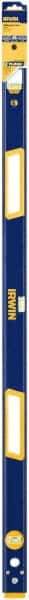 Irwin - 48" Long 3 Vial Box Beam Level - Aluminum, Blue/Yellow, 1 Level & 2 Plumb Vials - Top Tool & Supply