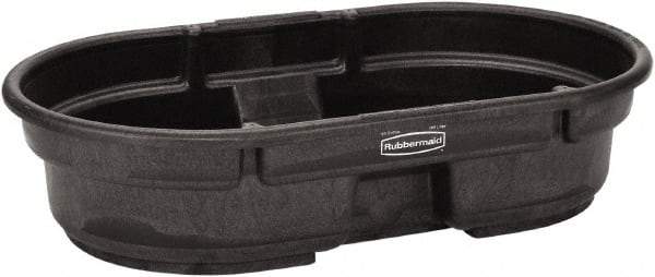 Rubbermaid - 50 Gallon Black Oval Plastic Stock Tank - 12" High x 31" Diam - Top Tool & Supply