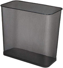 Rubbermaid - 7-1/2 Gal Black Rectangle Decorative Waste Receptacle With Top - Steel, 14" High x 16" Wide - Top Tool & Supply