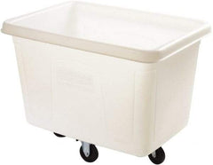 Rubbermaid - 300 Lb Load Capacity, 8 Cu Ft, 6.4 Bushels, Polyethylene Cube Truck - 26" Wide x 38" Long, White - Top Tool & Supply