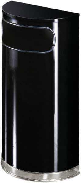 Rubbermaid - 9 Gal Black Half-Round Decorative Waste Receptacle With Top - Steel, 813mm High x 457.2mm Wide - Top Tool & Supply