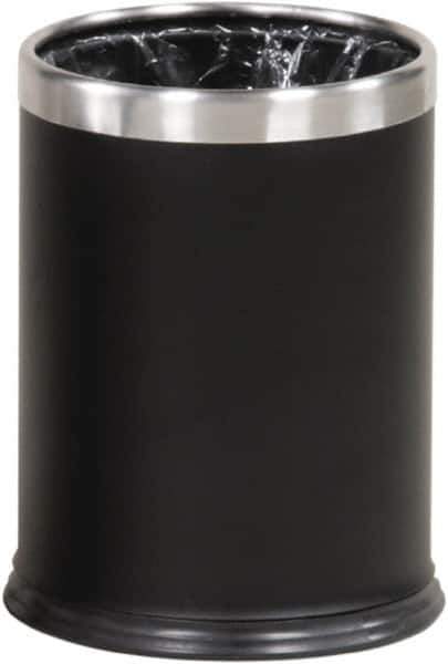 Rubbermaid - 3-1/2 Gal Black Round Decorative Waste Receptacle With Top - Steel, 318mm High - Top Tool & Supply