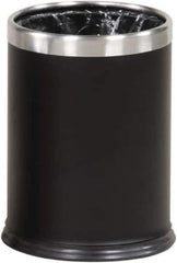 Rubbermaid - 3-1/2 Gal Black Round Decorative Waste Receptacle With Top - Steel, 318mm High - Top Tool & Supply