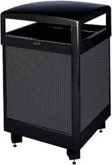 Rubbermaid - 48 Gal Black Square Decorative Waste Receptacle With Top - Steel, 40" High x 660.4mm Long x 26" Wide - Top Tool & Supply