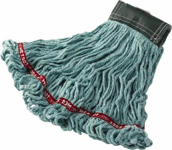 Rubbermaid - 1" Green Head Band, Medium Blended Fiber Loop End Mop Head - 4 Ply, Side Loading Connection - Top Tool & Supply