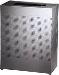 Rubbermaid - 22-1/2 Gal Silver Rectangle Decorative Waste Receptacle With Top - Steel, 30" High x 24" Long x 24" Wide - Top Tool & Supply