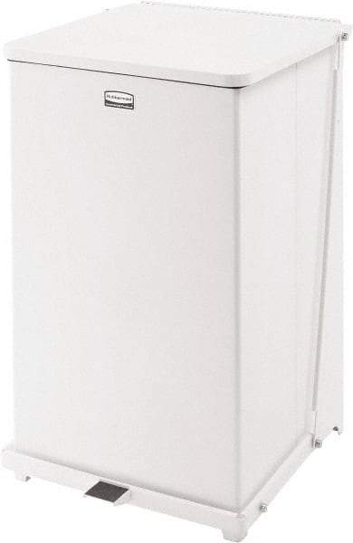 Rubbermaid - 40 Gal Square Unlabeled Trash Can - 30" High x 19" Long x 19" Wide, White, Steel - Top Tool & Supply