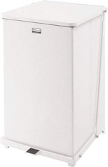 Rubbermaid - 40 Gal Square Unlabeled Trash Can - 30" High x 19" Long x 19" Wide, White, Steel - Top Tool & Supply