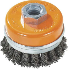 WALTER Surface Technologies - 6" Diam, 5/8-11 Threaded Arbor, Steel Fill Cup Brush - 0.02 Wire Diam, 8,600 Max RPM - Top Tool & Supply