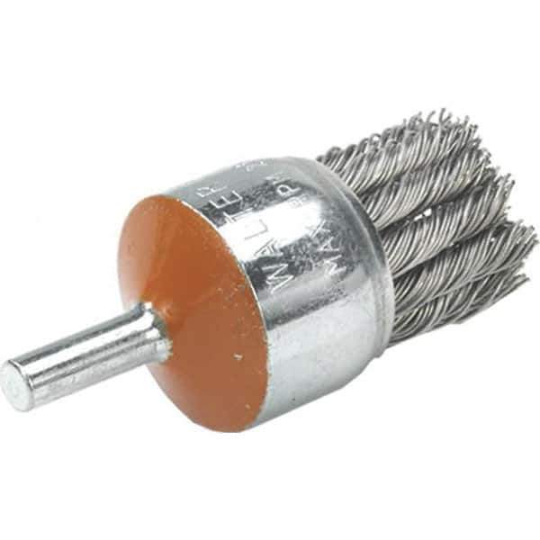 WALTER Surface Technologies - 1-1/8" Brush Diam, Knotted, End Brush - 1/4" Diam Shank, 20,000 Max RPM - Top Tool & Supply