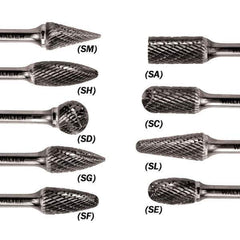 WALTER Surface Technologies - 5/16" Cut Diam, 1/4" Shank Diam, Taper Head Double Cut Burr - Carbide, 3/4" LOC - Top Tool & Supply