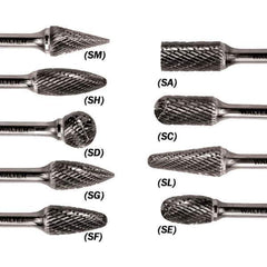 WALTER Surface Technologies - 5/16" Cut Diam, 1/4" Shank Diam, Flame Head Double Cut Burr - Carbide, 3/4" LOC - Top Tool & Supply