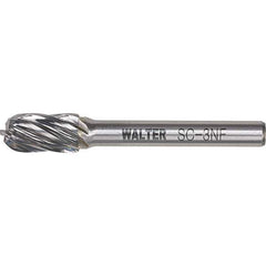 WALTER Surface Technologies - 5/16" Cut Diam, 1/4" Shank Diam, Cylinder Ball End Head Double Cut Burr - Carbide, 3/4" LOC - Top Tool & Supply