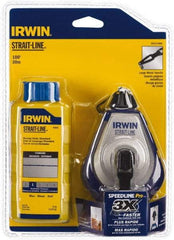 Irwin - 100' Long Reel & Chalk Set - Blue, Includes (1) 4 oz Standard Blue Chalk (3.5:1) & (1) SPEEDLINE Pro Chalk Reel - Top Tool & Supply