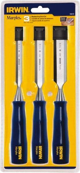 Irwin - 3 Piece Wood Chisel Set - Polypropylene, Sizes Included 1/2 to 1" - Top Tool & Supply