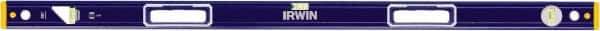 Irwin - 48" Long 3 Vial Box Beam Level - Aluminum, Blue/Yellow, 1 Level & 2 Plumb Vials - Top Tool & Supply