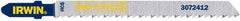 Irwin Blades - 4" Long x 0.059" Thick x 0.295" Wide, 10 Teeth per Inch, Carbon Steel Jig Saw Blade - Toothed Edge, T-Shank, Fleam Ground Tooth Set - Top Tool & Supply