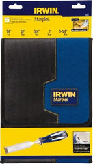 Irwin - 5 Piece Wood Chisel Set - Acetate, Sizes Included 1/4 to 1-1/4" - Top Tool & Supply