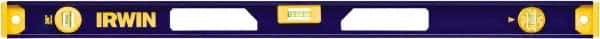 Irwin - 36" Long 3 Vial I-Beam Level - Aluminum, Blue/Yellow, 1 Plumb & 2 Level Vials - Top Tool & Supply