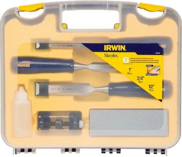 Irwin - 6 Piece Wood Chisel Set - Polypropylene, Sizes Included 1/2 to 1" - Top Tool & Supply