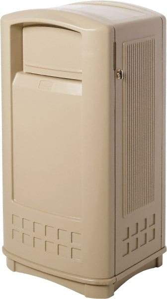 Rubbermaid - 35 Gal Beige Rectangle Decorative Waste Receptacle With Top - 1,044mm High x 543.56mm Long x 515.62mm Wide - Top Tool & Supply