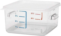 Rubbermaid - Square, Clear Polycarbonate Food Storage Container - 4.8" High x 8.8" Wide x 8.8" Long - Top Tool & Supply