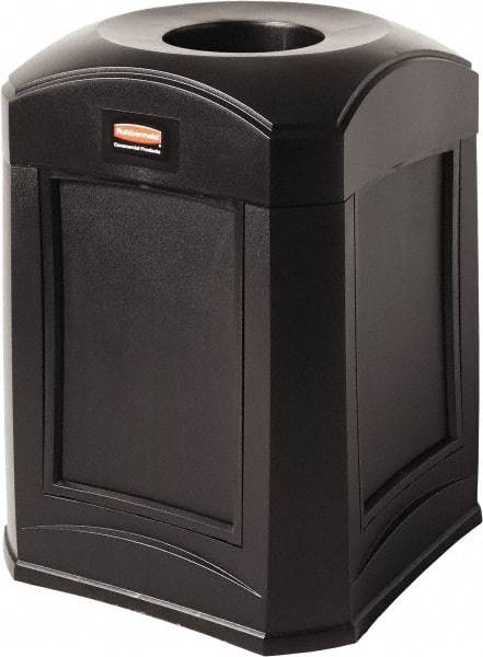 Rubbermaid - 35 Gal Black Square Decorative Waste Receptacle With Top - 31" High x 609.6mm Long x 24" Wide - Top Tool & Supply