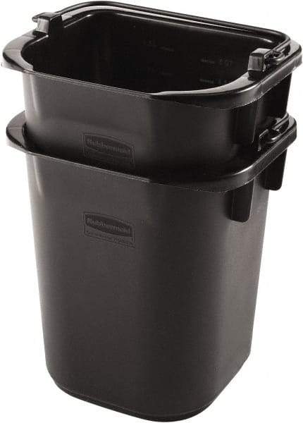 Rubbermaid - 5 Qt, 215.9mm High, Plastic Rectangular Black Single Pail - Handle Included, 190.5mm Top Length x 234.95mm Top Width - Top Tool & Supply