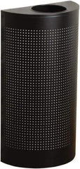 Rubbermaid - 12 Gal Black Half-Round Decorative Waste Receptacle With Top - Steel, 32" High x 18" Wide - Top Tool & Supply