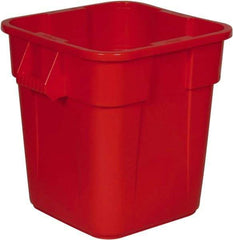 Rubbermaid - 28 Gal Red Square Trash Can - Polyethylene, 572mm High x 546.1mm Long x 546.1mm Wide - Top Tool & Supply