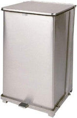 Rubbermaid - 40 Gal Square Unlabeled Trash Can - 30" High x 19" Long x 19" Wide, Stainless Steel, Steel - Top Tool & Supply