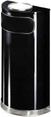 Rubbermaid - 9 Gal Black Half-Round Decorative Waste Receptacle With Top - Steel, 813mm High x 457.2mm Wide - Top Tool & Supply