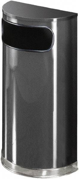 Rubbermaid - 9 Gal Gray Half-Round Decorative Waste Receptacle With Top - Steel, 813mm High x 457.2mm Wide - Top Tool & Supply