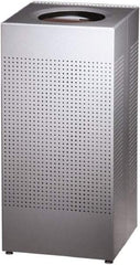 Rubbermaid - 16 Gal Silver Square Decorative Waste Receptacle With Top - Steel, 30" High x 374.65mm Long x 374.65mm Wide - Top Tool & Supply