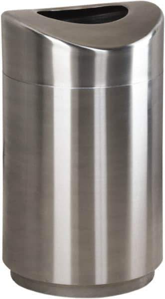 Rubbermaid - 30 Gal Silver Round Decorative Waste Receptacle With Top - Metal, 851mm High - Top Tool & Supply