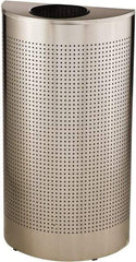 Rubbermaid - 12 Gal Silver Half-Round Decorative Waste Receptacle With Top - Stainless Steel, 32" High x 18" Wide - Top Tool & Supply