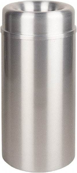 Rubbermaid - 15 Gal Aluminum Round Decorative Waste Receptacle With Top - Steel, 30" High - Top Tool & Supply