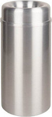 Rubbermaid - 15 Gal Aluminum Round Decorative Waste Receptacle With Top - Steel, 30" High - Top Tool & Supply