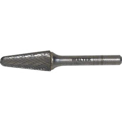 WALTER Surface Technologies - 1/2" Cut Diam, 1/4" Shank Diam, Cone Head Double Cut Burr - Carbide, 1-1/8" LOC - Top Tool & Supply