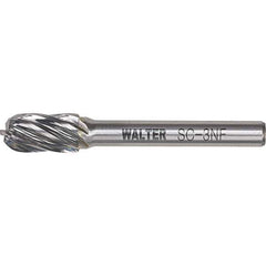 WALTER Surface Technologies - 3/8" Cut Diam, 1/4" Shank Diam, Cylinder Ball End Head Double Cut Burr - Carbide, 3/4" LOC - Top Tool & Supply