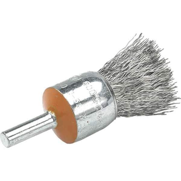 WALTER Surface Technologies - 3/4" Brush Diam, Crimped, End Brush - 1/4" Diam Shank, 25,000 Max RPM - Top Tool & Supply