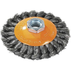 WALTER Surface Technologies - 7" Diam, 5/8-11 Threaded Arbor, Steel Fill Cup Brush - 0.02 Wire Diam, 10,000 Max RPM - Top Tool & Supply