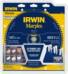 Irwin Blades - 12" Diam, 1" Arbor Hole Diam, 80 Tooth Wet & Dry Cut Saw Blade - Carbide-Tipped, Finishing Action, Standard Round Arbor - Top Tool & Supply